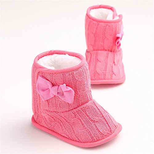 Infant Newborn Baby Girl's Knit Bowknot Winter Warm Snow Boots Soft Bottom Non-Slip Toddler Prewalker Shoes3