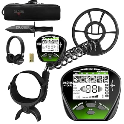 Foto di DR.ÖTEK Metal Detector per Adulti Professionali, Leggero Rilevatore, Modalità Pinpoint e di Memoria Esclusiva, Maggiore Precisione, Bobina Impermeabile IP68 (Metal Detector Kit MTXR Verde)