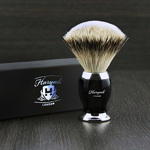 100% Badger Hair Shaving Brush with Black & Metal Colour Base