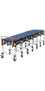 Adjustable Conveyor Roller Table – Expandable 17–51", 176lb Capacity With Wheels (Orange & Black)