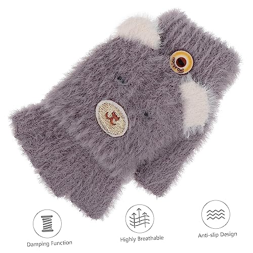 Gatuida 1 Pair Cartoon Fingerless Gloves with Flap Cover Warm Winter Handwear for Outdoor Activities for Running Playing and Camping Soft Material Light2