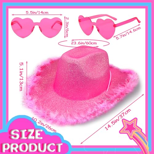 Image of SHENYI Glitter Cowgirl Hat with Heart Sunglasses Body Glitter Face Glitter Cowboy Hat for Women Men Music Festival Party