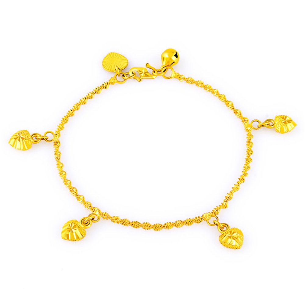 Naivo Fashion 24K gold plated womens jewelry lucky bell pendant bracelet for Ladies gift