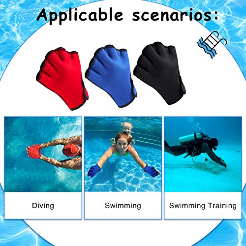 image for Skylety 3 Pairs Aquatic Gloves Swimming Training Gloves Large Webbed S