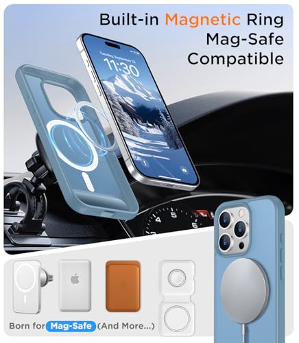 Image of Magnetic Compatible with iPhone 15 Pro Max Case, [Built-in Invisible Kickstand][Compatible with MagSafe][Military Grade Shockproof] Slim Translucent Matte Phone Case for iPhone 15 Pro Max 6.7 inch