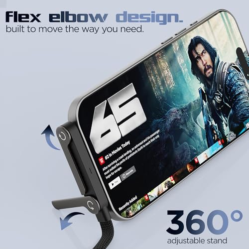 Image of Dubstep Blaze Fusion Kickstand 240W Type-C Cable 1.5M | PowerBlitz | 360 Metal Kickstand | 480 Mbps | Nylon Braided | Fast Charging for Laptop, Tablet & Mobile (Black)