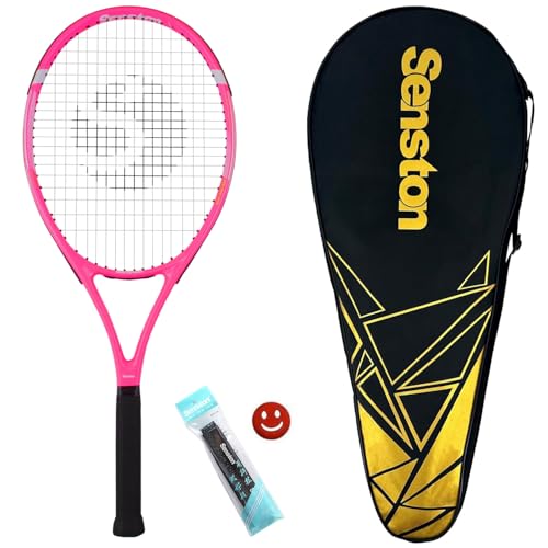 Senston Raqueta de Tenis Moldura de Una Pieza,Unisex,Incluido Bolsa de Tenis/1 Grip/1 Amortiguadores,Rosa