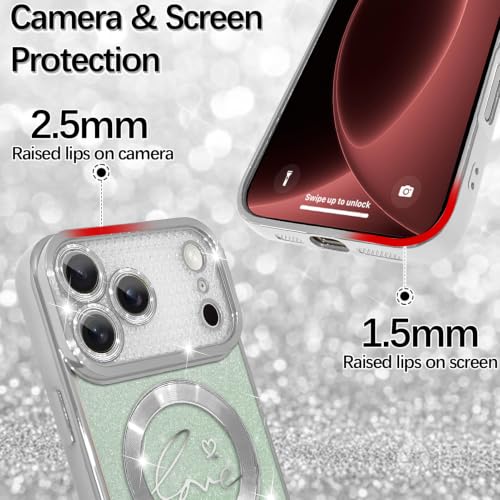 Image of ZIYE Magnetic Case Designed for iPhone 18 Pro Max Max Glitter Case -Green
