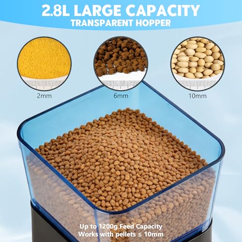 Mangeoire automatique pour bassin 2,8 l avec écran LCD programmable pour distributeur de poissons - 3