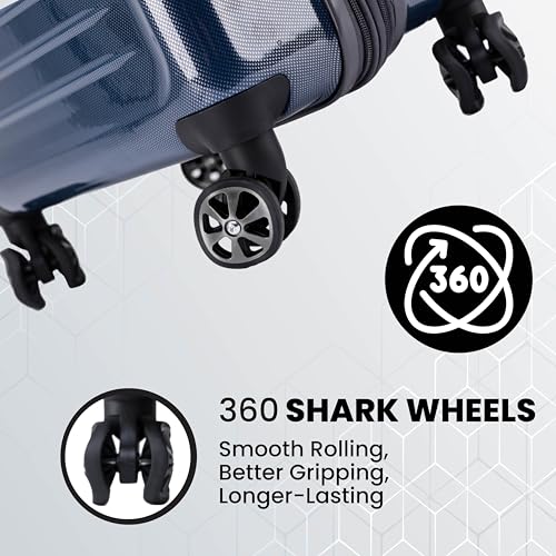 Spyder Rails 3 Piece Luggage Set with 360° Spinner Wheels, TSA Approved Lock, (20 Inch, 25 Inch, 29 Inch), Navy3