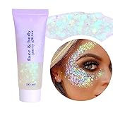 [High Quality]: The Body Glitter gel set is made of safe and non-toxic materials, non-toxic and non-chemical, suitable for all skins, strong adhesion, durable and not easy to fall off, long-lasting waterproof and sweat-proof.