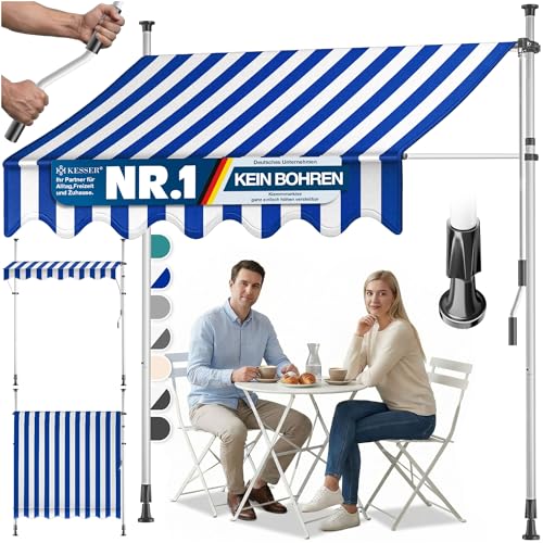 KESSER® Store banne avec manivelle pour Balcon | Store pour Balcon sans Trous à percer, résistant aux UV, réglable en Hauteur, Hydrofuge, protège du...