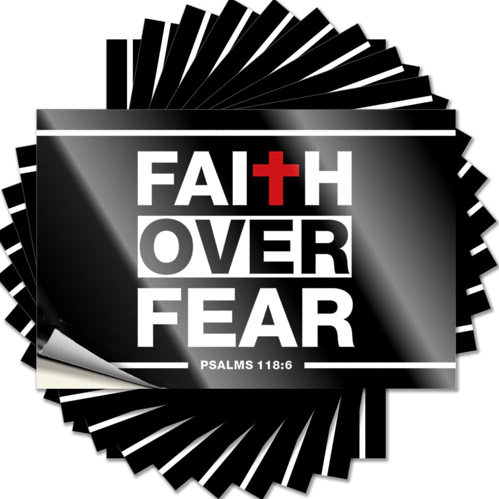 Tool Box Stickers Faith Over Fear Bible Scripture Verse Funny Sticker 10 Pcs Car Stickers Funny Little Man Cave Sign(6X9CM)