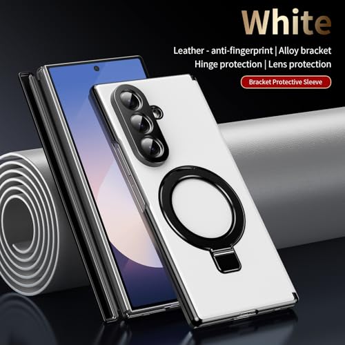 Coque Samsung Z Fold7 premium avec charnière protégée et anneau blanc