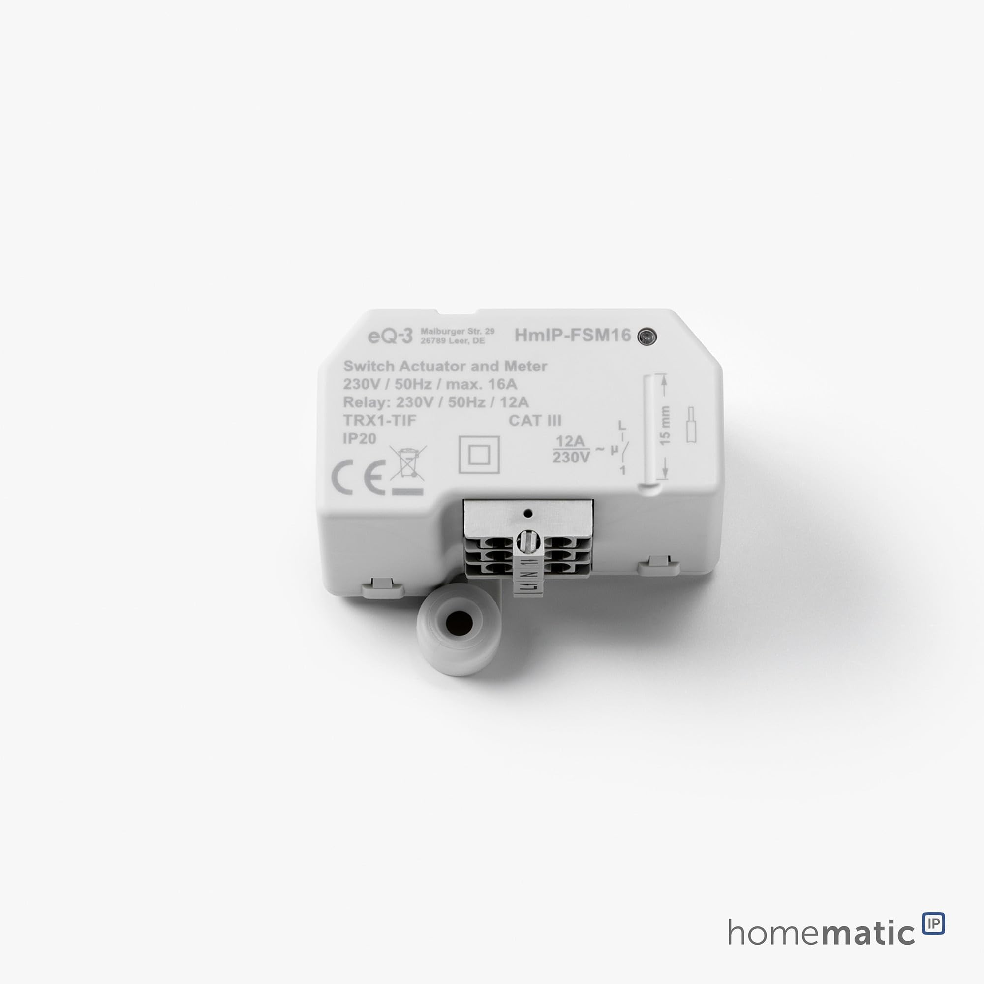 Homematic IP Smart Home Schalt-Mess-Aktor (16 A) – Unterputz, Aktor misst Strom, steuert Geräte und Leuchten per App, Alexa & Google Assistant, Energie sparen, 150239A0