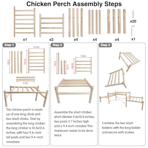 Image of Hamiledyi Climbable Chicken Roosting Perch for Coop - Natural Wood Poultry Perch with Exercise & Playground Design, Durable Climbing Perch for Hens to Play and Stay Healthy
