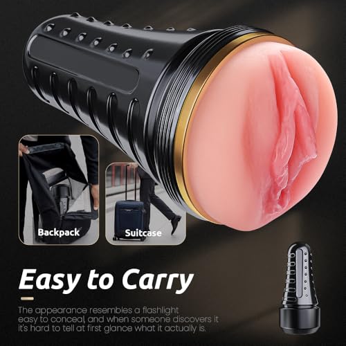 Image of Male Masturbator, Kingdemer Sex Toys Realistic Pocket Pussy Vagina Textured with 7.5in Depth Lifelike Soft and Flesh Texture, Penis Training Masturbators Light Sex Machine Toy for Men