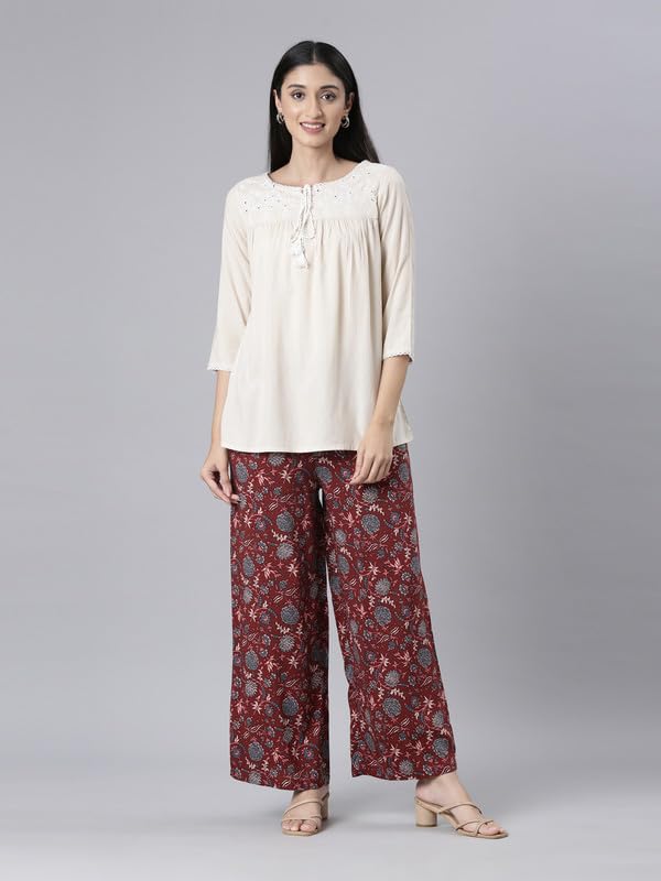 Image of GO COLORS Soft Viscose Printed Palazzo Full Length for Women| Breathable, Mid Rise