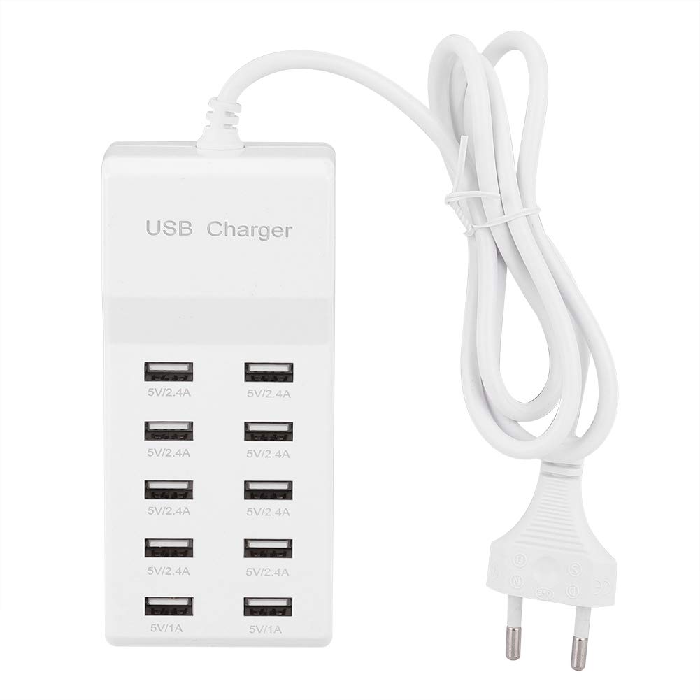 Stazione Di Ricarica USB A 10 Porte Con Alimentatore 60W - Carica Rapida 2.4A Per Porta, Protezioni Multiple, Organizzatore Da Tavolo