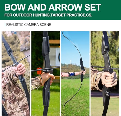 Recurve-Bogen-Set mit 8 Pfeilen, 30-40 lb Bogenschießen-Takedown-Bogen für Rechts- und Linkshänder, Anfänger bis Erwachsene (schwarz, Beidhändig, 30, Pfund)