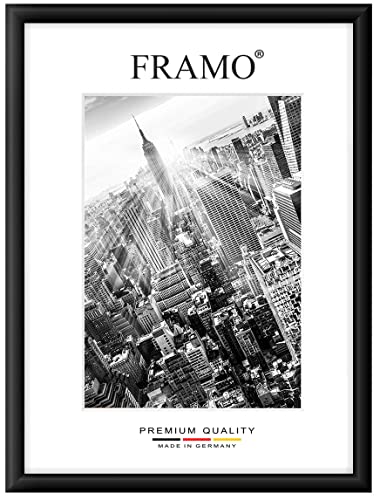FRAMO 35mm Cornice per immagini 29 x 41 cm | Nero Opaco | Cornice in MDF fatta a mano con lastra di vetro artificiale antiriflesso a prova di rottura e robusta parete posteriore in MDF