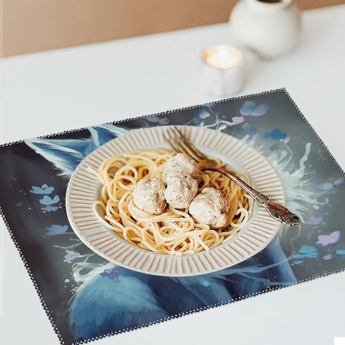 Set de table carré renard bleu en toile (lot de 6) lavable pour salle à manger - 7