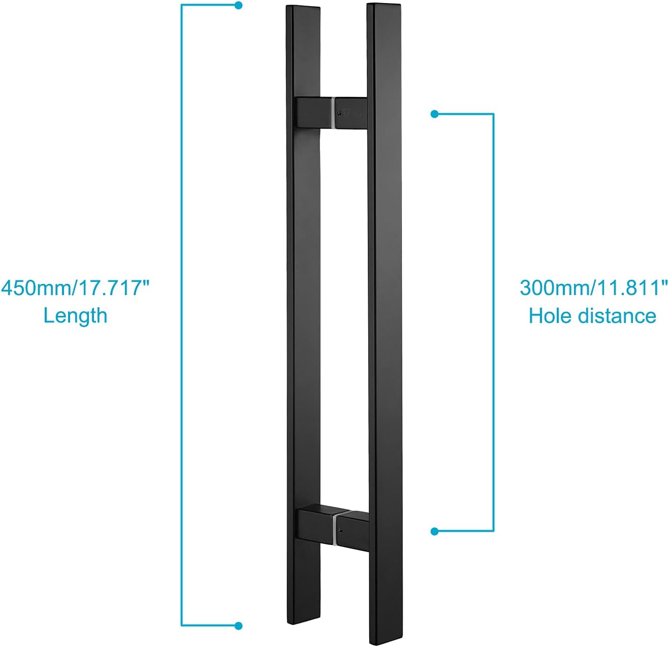 togu tg-6018 18 inches solid standoffs heavy-duty commercial grade-304 stainless steel push pull door handle/barn door pull handle/glass pulls, matte black finish 18 in (length)/1.57 x 0.39 in (front x side)