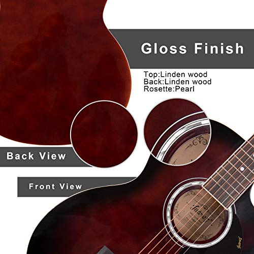 Image of JUAREZ Belleza cm 99.06 (39 Inch) Acoustic Guitar Kit, JRB39LN-DBS Linden Top, Rosewood Fretboard & Bridge, Truss Rod, Chrome Die Cast Machine Tuners, Dark Brown Sunburst