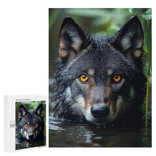 Puzzle 500 pièces loup portrait adulte et adolescent jeu manuel