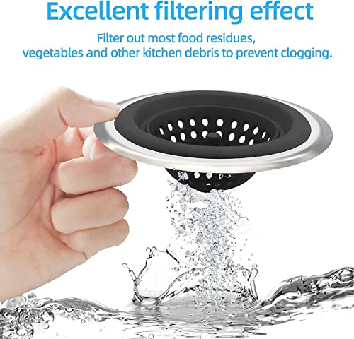 Image of Trifecta Kitchen Sink Strainer Food Catcher 2 PCs 4.5 inch Diameter, Flexible Silicone Kitchen Sink Drainers Traps Food Debris and Prevents Clogs, for Most Kitchen Sink Drains (Black - 2)