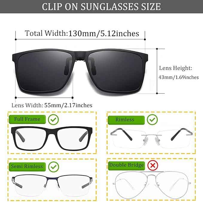 Polarized Clip on Sunglasses for Men Women Over Prescription Glasses Anti-glare UV400 Protection2
