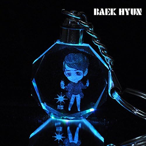 Korean EXO Kpop Fans Colorful Color Change Led Key Chain Crystal Pendant Key Ring (Baekhyun)