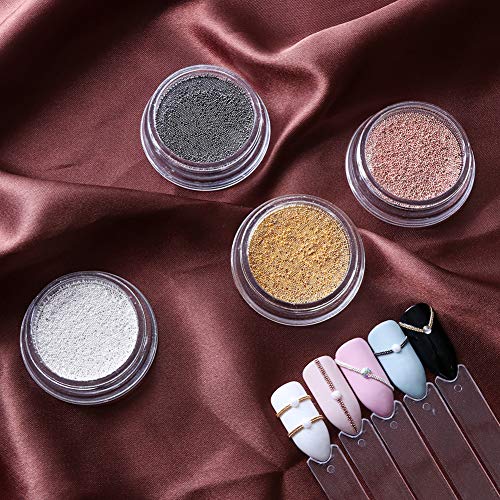 Nail Art Perlen Pulver, 3D DIY Micro Stahl Perlen Einfarbige Nail Art Dekorationen Mini Charm Stud Nail Professional Für… – Bild 5