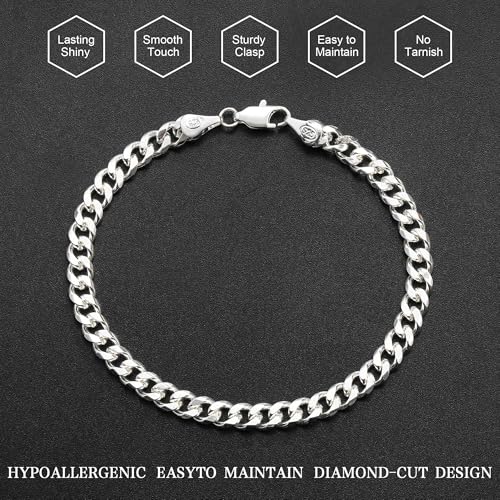 Pulsera de eslabones cubanos de plata 925 para hombre miniatura 7