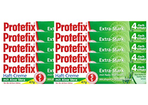 10x Protefix Haftcreme Aloe Vera Extra-Stark mit Nass-Haftkraft 40-ml-Stück