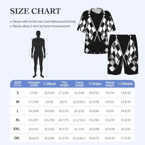 Ensemble de pyjama pour hommes imprimé drapeaux à carreaux noirs - 6