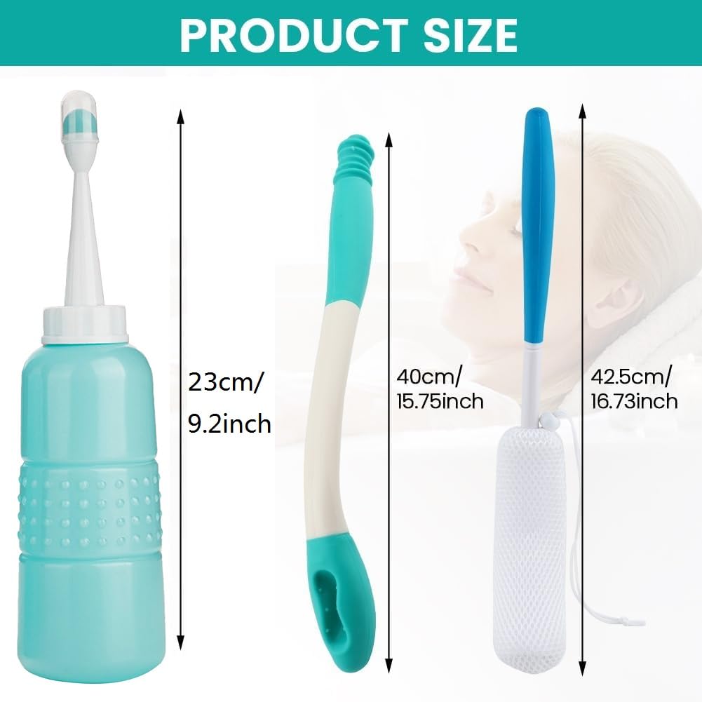 Kit de 3 piezas de mango largo para limpiar los glúteos, cepillo de ducha, bidé de viaje, ayuda para el inodoro, ayuda para ancianos, cepillo corporal para discapacitados, ancianos y embarazadas