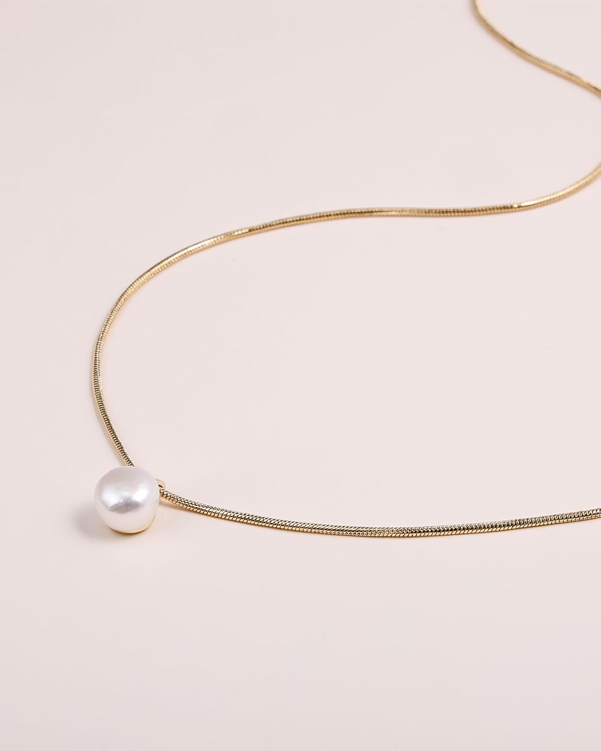 Irregular Pearl Necklaces for Women 14k Gold Plated Chain Single Pearl Pendant Necklace, Hypoallergenic Elegant Choker Dainty Jewelry Gift - Image 5