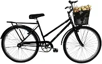 Bicicleta Retrô Aro 26 Freio V-Brake Cesta Preto