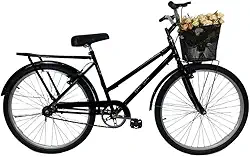 Bicicleta Retrô Aro 26 Freio V-Brake Cesta Preto