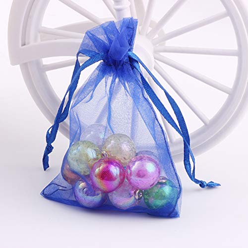 Pimuza Pack Of 50 4X6 Inch Gift Wrap Bags Royal Blue, Organza Sheer Fabric Sturdy Material, Drawstring Organizer For Baby Shower Favor, Celebration, Church, Rose Petals, Cosmetic, Ring, Earring, Watch #TOP5