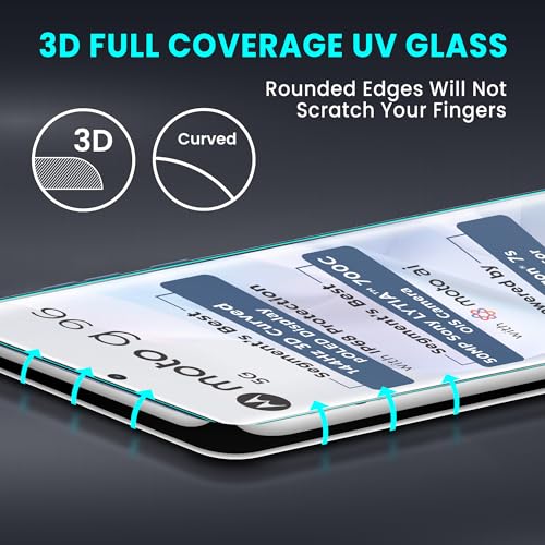 Image of FIRST MART Military-Grade UV Tempered Glass For Motorola G96 5G (6.67 Inch) With Easy Installation Kit | Edge-To-Edge Protector Coverage | Crystal Clear, Pack of 2
