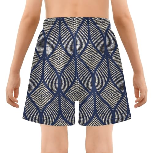 GuoChe Boys Swimming Trunks Teens Lightweight Workout Running Shorts Compression Liner Dark Blue Abstract3