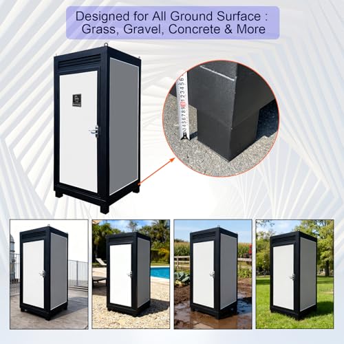 Image of Outdoor Portable Restroom With Light, Mobile Restroom With Sink And Vent Fan, Portable Toilet For Concerts Conventions Construction And Sporting Events, Silver Color