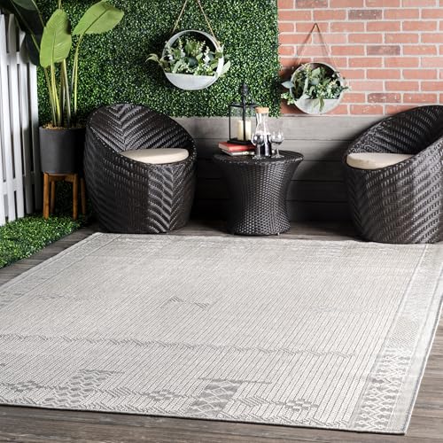 Tapete de área outdoor 5x8 pies Light Grey nuLOOM