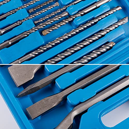 17 Pcs Rotary Hammer Drill Bits Set And Chisels Set, Sds Plus Concrete Masonry Hole Tool For Bricks And Stone, Masonry Drill Bit Sets With Storage Case #TOP4