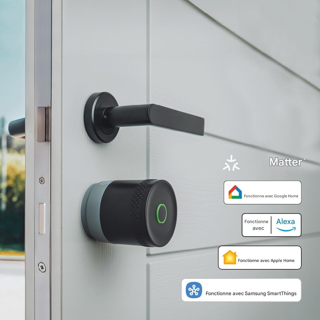 Yale Serrure Electronique Connectée Linus L2 Lite - Noir - 05/109100/MB - Accès sans clé - Installation facile - Compatible Matter | Clés numériques - Activité en temps réel - App Yale Home