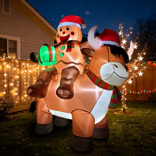 Aufblasbare Hochlandkuh mit Weihnachtsmütze – 1,8 m – Bild 2