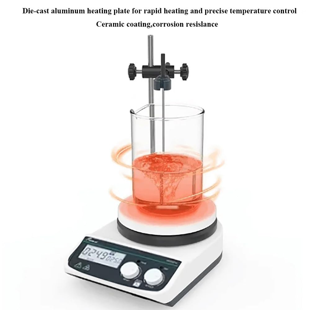 Piastra Riscaldante Con Agitatore Magnetico,Display Digitale+Manopole,Con Piastra In Vetroceramica Da 7,2",100-1500Giri/Min,Agitatore Magnetico Da 20Litri,Con Supporto,Sonda Di Temperatura