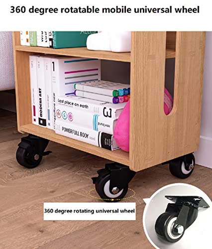 Heehee Mobile Bookshelf On Wheels Bookcase Under Desk Office Cart For Home Office Wooden Bookshelf Sideboard Storage Rack Side Cabinet #TOP5